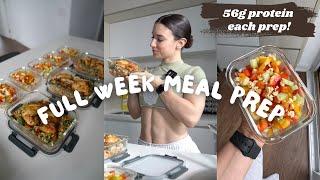 FULL WEEK MEAL PREP | Quick & Easy Chicken Stir Fry (56g PROTEIN each prep!)