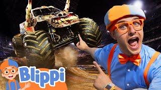 Blippi rides a Monster Jam Truck! - Blippi's Vroom Vroom Vehicle Show | Educational Videos for Kids