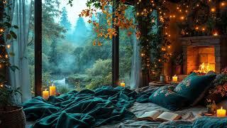 Cozy Corner in a Rainy Cabin – Fireplace, Thunder & Rain Sounds for Deep Sleep & Relaxation