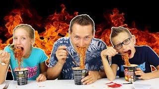 KOREAN FIRE NOODLE CHALLENGE! w/ our DAD