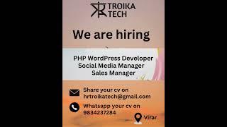 we are hiring at Troika Tech , Virar West #mumbaijobs #salesmanager