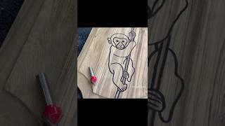 Wood carving Monkey with router machine#shorts #wood #woodart #diy #art