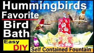 How To Make Hummingbird ENDLESS Water Fountain  BEST EVER Bird Bath Solar Powered TOTALLY PORTABLE