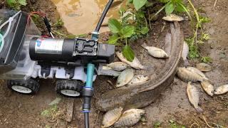 Part 1 Catch fish with mini water pump. Catch super big fish. @Catchfishwithminipump