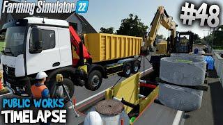  Trench Excavation: Caterpillar M315 & Mercedes Crane Truck  Public Works in FS22