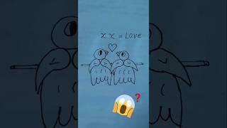 How to draw 2 love bird with xx ????