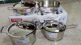 Vinod Stainless steel cookware set of 4 || Sandwich bottom #vinodcookware #cookwareset #cooking