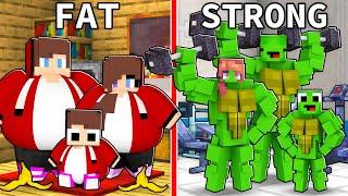 FAT JJ's Family vs STRONG Mikey's Family Battle - Minecraft Animation / Maizen