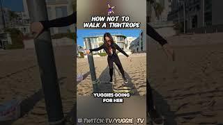 How NOT to Walk a Tightrope #shorts   #twitch   #clips   #funny   #beach  #fail #fails