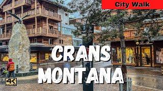 CRANS MONTANA - WALK through the Village in Switzerland | Beautiful Swiss Alpine Town in Winter