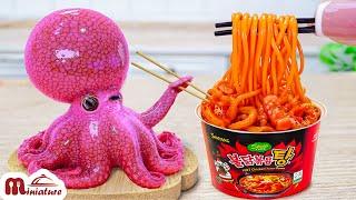 So Spicy Miniature Korean Octopus With Noodle Recipe  ASMR Cooking Mini Food