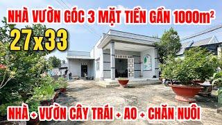 Nhà vườn gần 1000m2 không đủ sức chăm sóc , sổ vay ngân hàng đành bán lỗ nhà vườn giáp Bình Chánh .