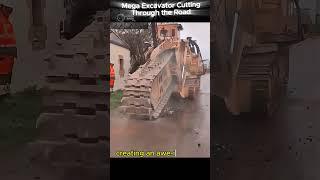 Mega Excavator Cutting Through the Road–A Display of Sheer Power! #ConstructionPower #HeavyMachinery