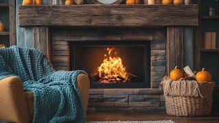 Cozy Fall Fireplace in the Den  Relaxing Ambiance with Crackling Fire