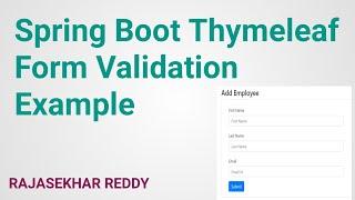 Spring Boot Form Validation | Validating Form Input | Spring MVC Form Validation |  RAJASEKHAR REDDY