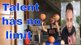 Spinning four basketballs at the same time for 6 seconds