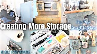 Updating My $500 Mobile Home|DIY|Small Kitchen Storage Ideas|Hutch Repurposed