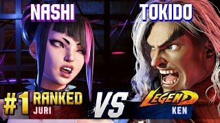 SF6 ▰ NASHI (#1 Ranked Juri) vs TOKIDO (Ken) ▰ High Level Gameplay