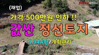 (재업) 가격 500만원 인하! 값싼 정선토지 계획관리 1,944평 / 정선토지박사