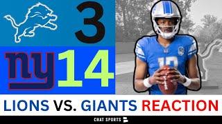 Lions Rumors & News After Loss 3-14 Loss vs. Giants | Hendon Hooker, Sione Vaki, and Jake Bates