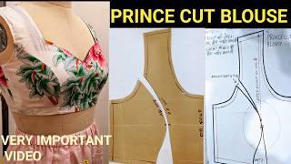 #Princess cut Blouse cutting  how to make princess blouse pattern blouse ki full cutting