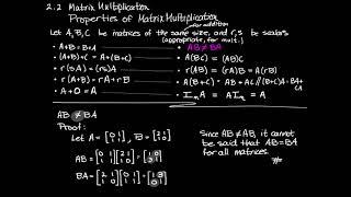 Properties of Matrix Multiplication