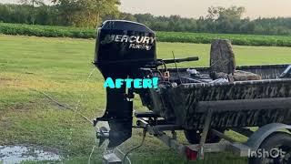 How to drill outboard exhaust, before and after! 50hp mercury