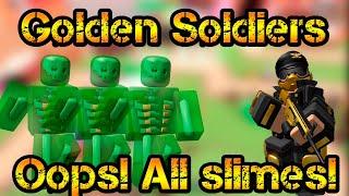 Golden Soldier in Challenge Oops! All slimes! Roblox Tower Defense Simulator