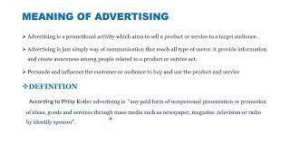 Advertising management // meaning, objectives and features !! for BBA 3rd semester .