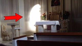 A mysterious light shape photographed in a chapel