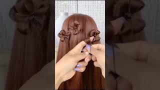 Flower Hairstyle in open hair ️ || #must watch it #beautiful hairstyle #hairstyleseries