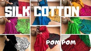 Silk & Cotton Saree with pom pom and tussel At Wholesaler Rate |Shopping In India #silkcotton #saree