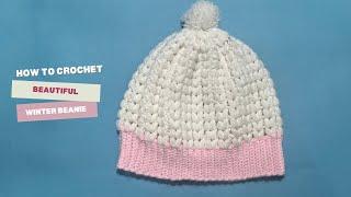 DIY Baby Pink Puff Stitch Beanie | Easy Crochet Tutorial for Beginners