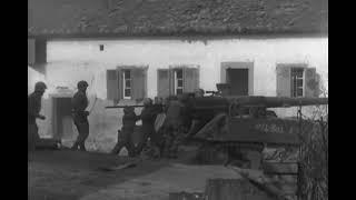 989th Field Artillery Battalion 155 mm GMC M12 in Action near Seelbach, Germany; March 18, 1945