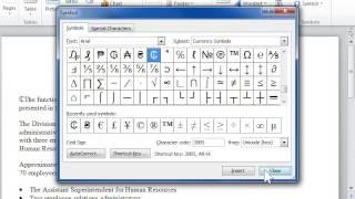 Insert Symbols and Special Characters - Word 2010