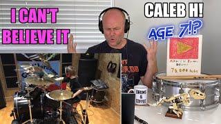 Drum Teacher Reacts: CALEB H! | Rush - Subdivisions || Drum Cover - Age 7