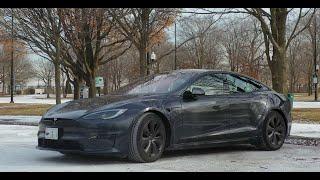 Tesla Model S cold winter day in Chicago