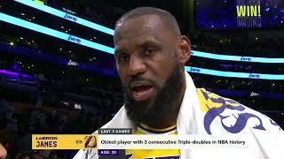 LeBron James reacts to 3rd Straight TRIPLE-DOUBLE & Win vs Grizzlies, Postgame Interview