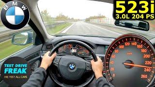 2010 BMW 523i F10 Manual 3.0L R6 204 PS TOP SPEED POV | Autobahn Performance & Fuel Consumption