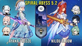 C0 Ayaka Freeze and C0 Nilou Bloom | Genshin Impact Abyss 5.2 Floor 12 9 Stars