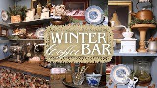 an *old world* inspired winter coffee bar || decorate with me