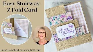 Beautiful Stairway Z Fun Fold Card with Perennial Lavender