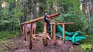 We have completely dismantled the dugout and are already building a beautiful log cabin!