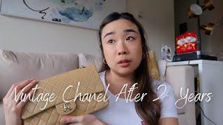 HONEST 2 YEAR REVIEW of my Vintage Chanel Classic Flap!! How it wears, maintenance, authenticity