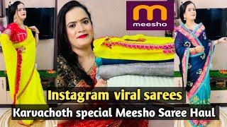 Karwachhoth special Meesho Saree Haul  Instagram viral sarees Haul   Meesho Huge saree collection