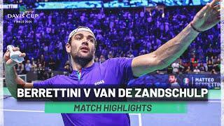 Matteo Berrettini v Botic Van De Zandschulp | Italy v Netherlands Davis Cup Finals Match Highlights