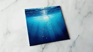 Underwater painting using only 3 colours / easy acrylic painting on mini canvas