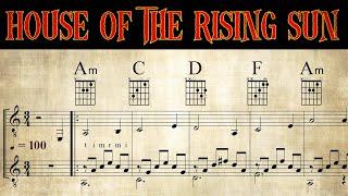 HOUSE OF THE RISING SUN | TAB & Sheet music | Lesson | Tutorial for 1-2 Guitars | Instrumental