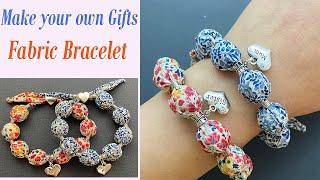 DIY Beautiful Liberty London Fabric Wrapped Beads Bracelet | Statement Bracelet | Pulseira ब्रेसलेट