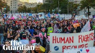 Thousands of women rally in Washington for abortion rights ahead of US election